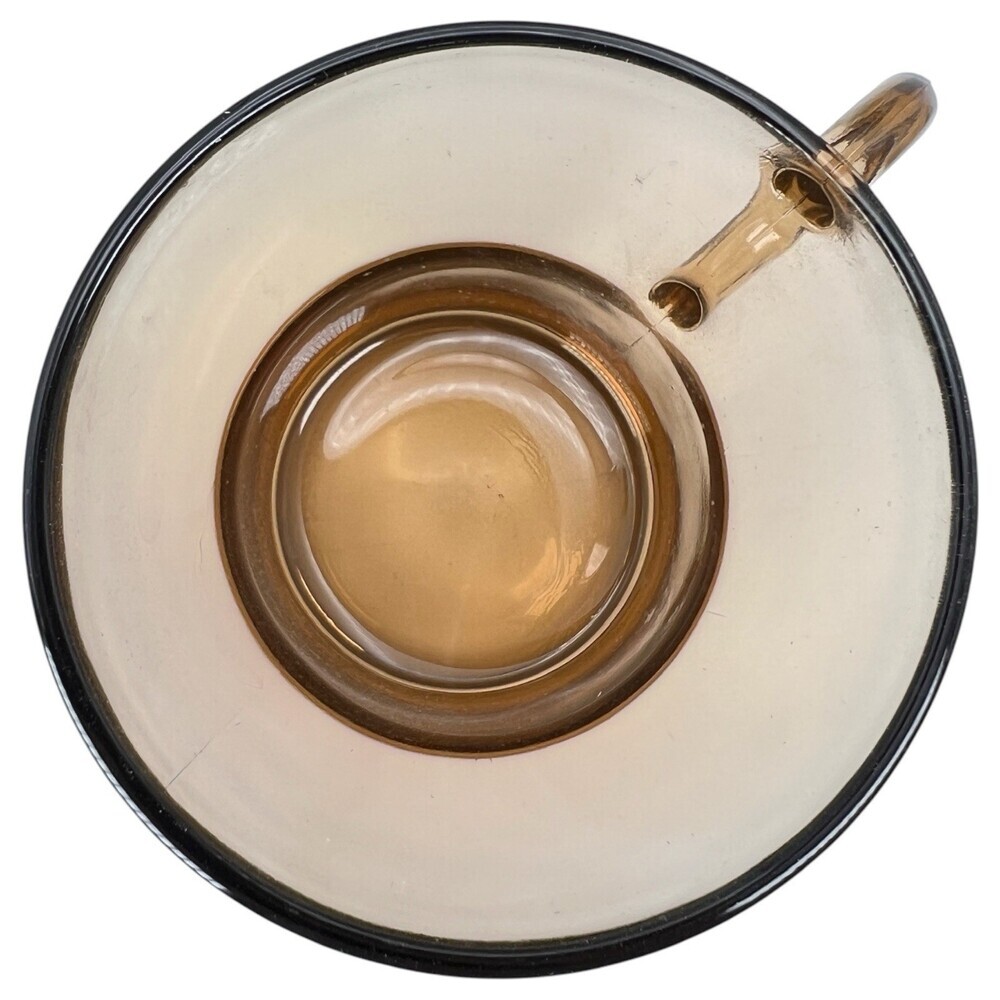 Duralex Amber Brown Glass Espresso Coffee Cup & Saucer 12 Pc Set + Display Stand - Picture 9 of 16